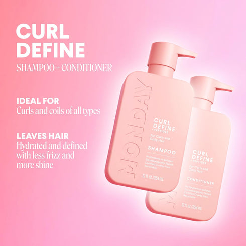 MONDAY HAIRCARE Curl Define Shampoo + Conditioner Set (2 Pack) 12oz Each, Nourishing Curls, Tames Frizz, Enhances Shine with Coconut Oil and Shea ...