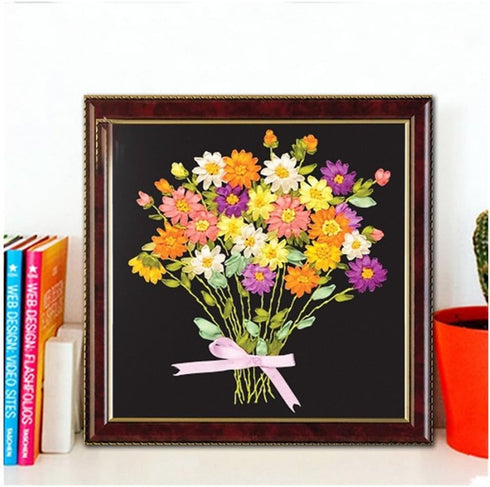Ribbon Embroidery Kit Little Flower DIY Wall Decor with English Instruction...