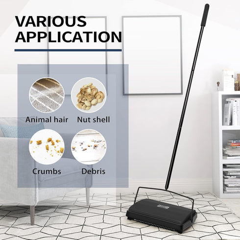 JEHONN 2 Packs Carpet Floor Sweeper Replacement Horsehair Brush, Non Electric Quite Rug Roller Brush Refill for Cleaning Pet Hair, Loose Debris, L...