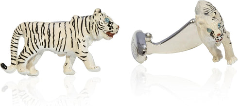 Cuff-Daddy White Tiger Cufflinks with Travel Presentation Gift Box...