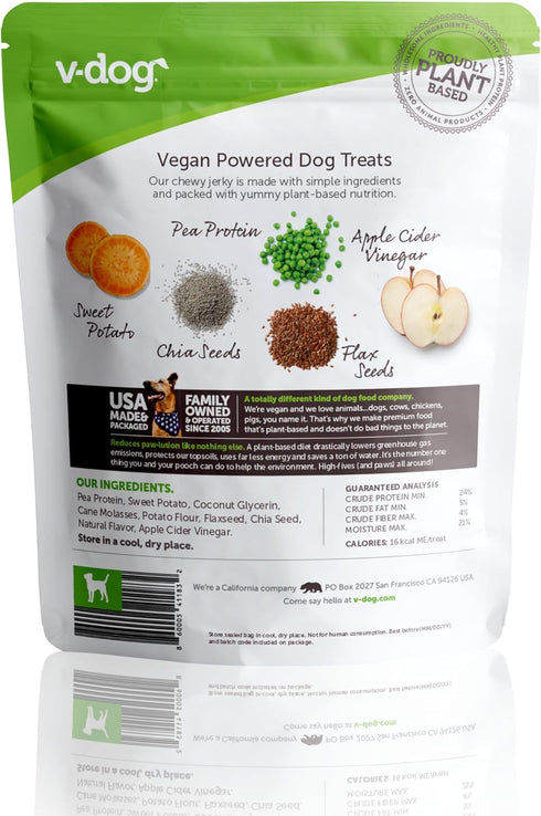 V-dog Kind Jerky - 100% Vegan Jerky Dog Treats - Plant Based Protein and Superfoods - 8 Ounce - All Natural - Made in The USA...