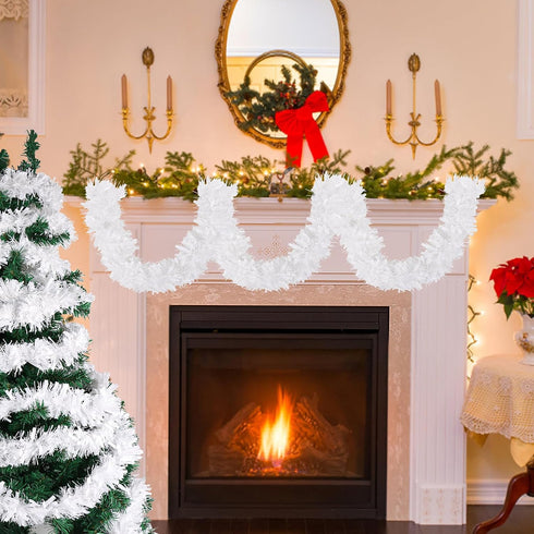 KIMOBER 32.8 Ft Christmas Tinsel Garland,White Metallic Garland for Christmas Tree,Wedding Party Decorations...