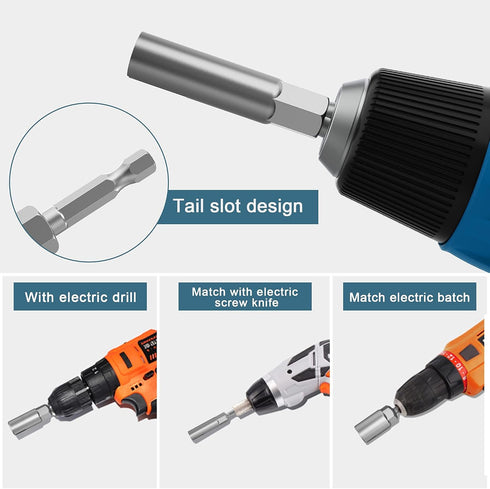 3 Pack 1/4" hex Shank nut Driver Power Wing nut Drill bit Socket Tool Drive kit, Slotted Wing nut Drill Sleeve Wrench Wrench kit, Panel nut Screw ...