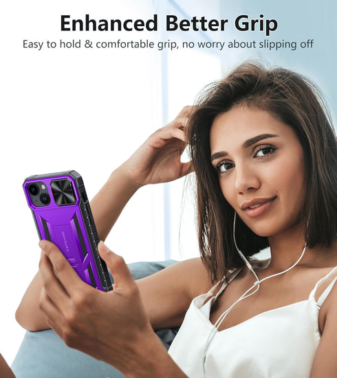 FNTCASE for iPhone 15 Plus Case: Heavy Duty Shockproof Cover with Kickstand | Rugged Military Grade Drop Proof Protection Matte Textured TPU Prote...