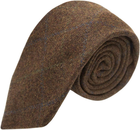 King & Priory Heritage Check Cedar Brown Necktie...