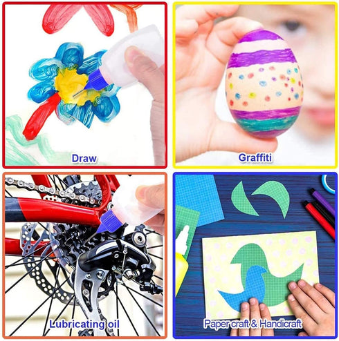 12 Pcs 4 Ounce Needle Tip Glue Bottle 120ml Plastic Dropper Bottles Multicolor Lid with 2 Pcs Mini Funnel for Small Gluing Projects, Paper Quillin...