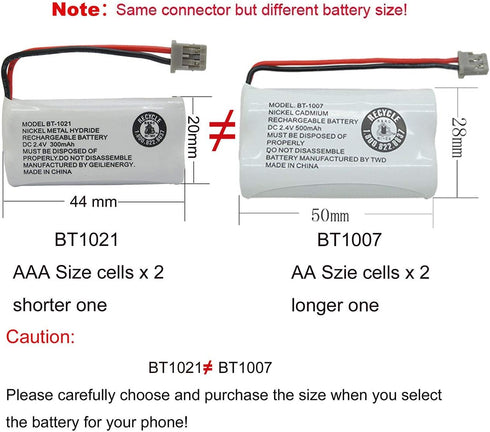 GEILIENERGY 2.4V 300mAh BT-1021 BT-1025 BT-1008 BT-1016 Phone Battery Compatible with Uniden BT1021 Empire CPH-515B BBTG0798001 Cordless Phone (4-...