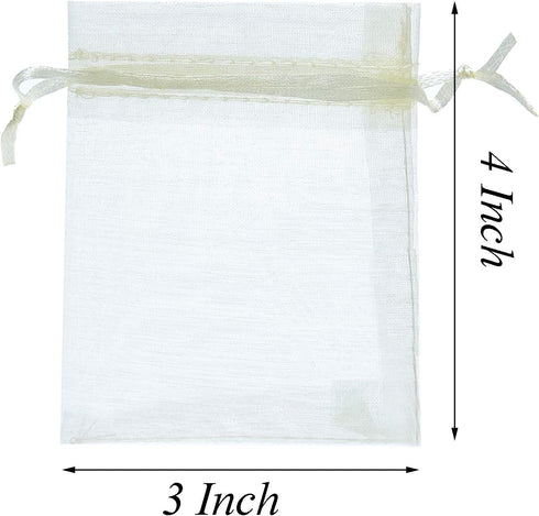 FOCCIUP 100 Pcs 3x4 Inches Mixed Color Organza Gift Bags with Drawstring for Christmas Wedding Birthday Party Favor...
