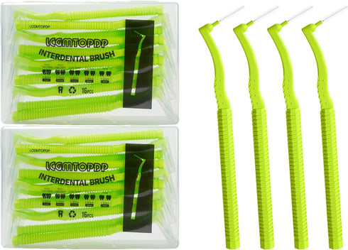 32 Count Interdental Brush Cleaners Dental Brushes Toothpick Tooth Flossing Head Oral Dental Hygiene Brush Interdental Angle Brushes with Portable...