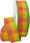 Morex Ribbon, Tres Chic Wired Taffeta, 1-1/2 inch by 50 Yards, Daffodil/Hot Pink/Lime...