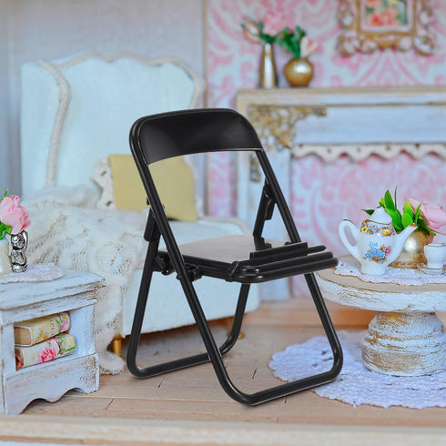 12pcs Mini Foldable Chairs Dollhouse Mini Stand Model Chair Desk Phone Stand for Dollhouse Decoration...