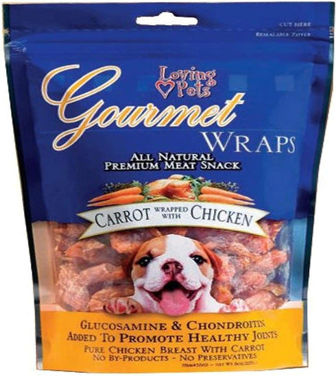 Loving Pets Gourmet All Natural Premium Carrot and Chicken Wraps with Glucosamine and Chondroitin, Dog Treats, 6oz...