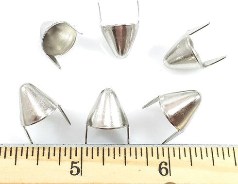 Nailheads Spots Studs 2 Prong Round Cone-Shaped 1/2"; Steel with Nickel Finish; 100 Pcs...