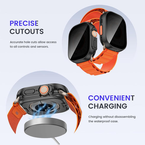 Goton 2 in 1 Privacy Waterproof Case for Apple Watch Ultra & Ultra 2 Screen Protector 49mm, Front Anti Spy Tempered Glass Face Cover + Back Bumper...