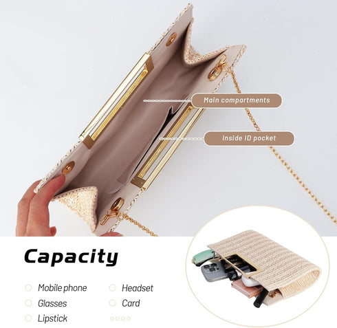 Lanpet Women's Clutch Handbags Convertible Straw Clutch Purse Summer Beach Bag 2024 (Beige)...