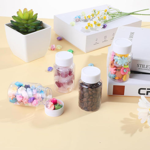 4Pcs Clear Pill Bottles, 80ml Empty Plastic Medicine Bottles, Reagent Bottle with Caps, Small Travel Pill Case, Chemical Containers for Liquid Sol...