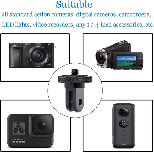 Camera Tripod Mount for Gopro Adapter, 2Pcs 1/4-20 Screw Conversion Adapter for GoPro Hero10, Insta360 ONE X4 X3, X2, Go 2, DJI OSMO Action and Ot...