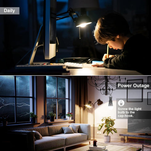 Emotionlite Rechargeable Emergency Light Bulb,1800mAh Battery Backup for Home Power Failure,Outage Emergency Reading Lighting Camping Hurricane,3 ...