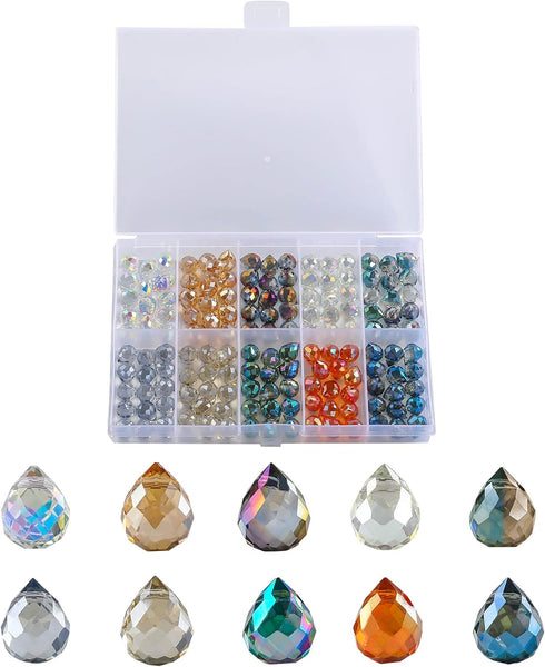 150Pcs Crystal Teardrops - Novborcz 8x9mm Top Drilled Teardrops DIY Projects Earrings Necklaces Bracelets for Jewelry Making Home Hanging Decorati...