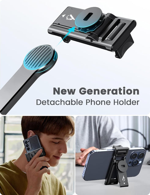 Selfie Stick Tripod with Detachable Phone Holder, 41.7" Extendable Phone Tripod with Remote, 360° Rotatable Tripod Stand for iPhone, Samsung, and ...