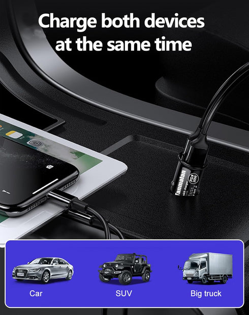 Fast Charging-Mini Design-Tanmalan Quick Car Charger,PD + QC,Mini Design Black,5V 4A,......