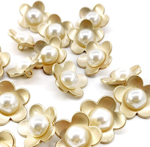 Cute Golden Flower Shank Sewing Buttons 20 Pcs - 25mm, 1"...