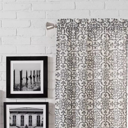 PAIRS TO GO Brockwell Decorative Window Treatment Rod Pocket Curtains for Living Room, Double Panel, 28" x 84", Charcoal...