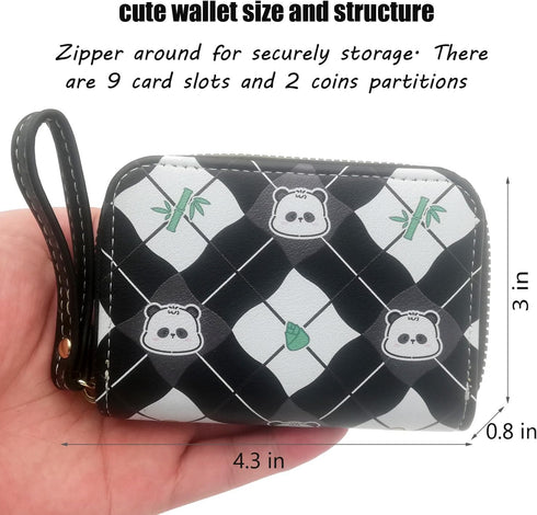 Small Credit Card Wallet, Cute Coin Purse Change Pocket for Girls Female, Zipper Cards Holder with Wristlet, Women’s Gift on Birthday Christmas Va...