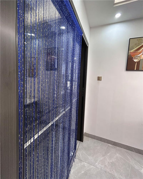 ave split Decorative Door String Curtain Wall Panel Fringe Window Room Divider Blind Divider Tassel Screen Home 100cm*200cm (Royal blue18)...