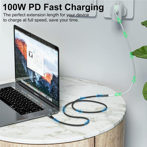 CABLEDECONN USB4 8K Cable 0.8M Thunderbolt 4 Compatible USB 4 Type-c Male to Female Extension Cable Ultra HD 8K@60Hz 100W Charging 40Gbps Data Tra...