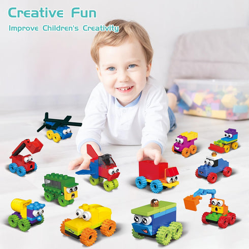 12 Packs Cartoon Car Easter Egg Fillers Building Block Toy Sets, Compatible with Lego Party Favors Vehicle, Classroom Prizes Building Kits Easter ...