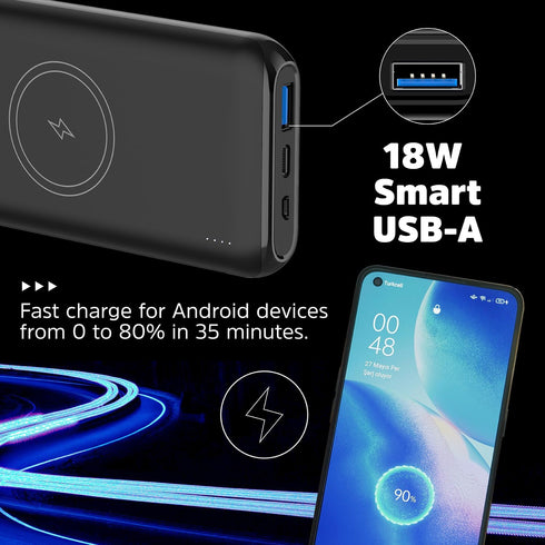 Energizer 10000mAh Wireless Portable Charger 15W Quick Charge Power Bank Power Delivery Compatible with iPhone, Samsung Galaxy, Google and etc_QE1...