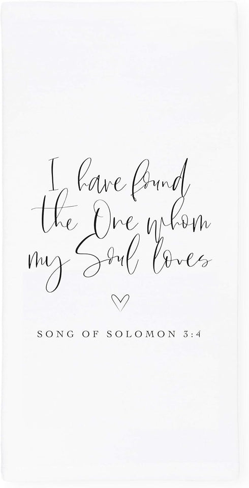 The Cotton & Canvas Co. I Have Found The One Whom My Soul Loves, Song of Solomon 3:4 Scripture, Bible, Religious, Soft and Absorbent Tea Towel, Fl...