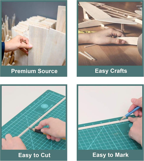 Balsa Wood Sheets 1/8" Inch Thick 12" x 4" Unfinished Wooden Board by Craftiff (5 Pack)...