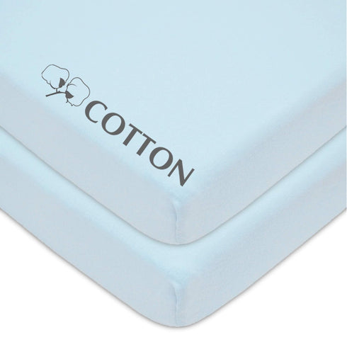 American Baby Company 2 Pack 100% Natural Cotton Fitted Mini Crib Sheets 38" x 24" - Soft & Breathable Small Nesting Portable Sheets, Fits Pack N ...