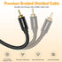 HOSONGIN 1ft RCA Splitter 1 Male to 2 Female Y Adapter 2 Pack, Short RCA Audio Speaker Splitter Cable, Double Shielding Black Nylon Braided Cable ...