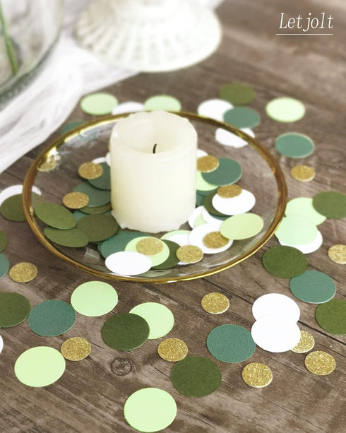 Green Confetti Golden Greenery Glitter Paper Scatter Table Decoration Surprise Craft Supplies Birthday Party Bridal Baby Shower Party Wedding Gift...