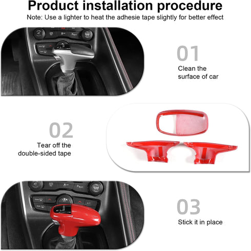 CheroCar for Dodge Gear Shift Knob Cover Trim Internal Accessories for 2015-2022 Dodge Challenger Charger ,for 2018-2022 Dodge Durango (Red)...
