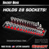 Ernst Mfg. 8493 RD Socket BOSS Tray High-Density System with (2) Red 13" Socket Rail + (28) Twist Lock Clips, 3/8" Drive - Made in USA...