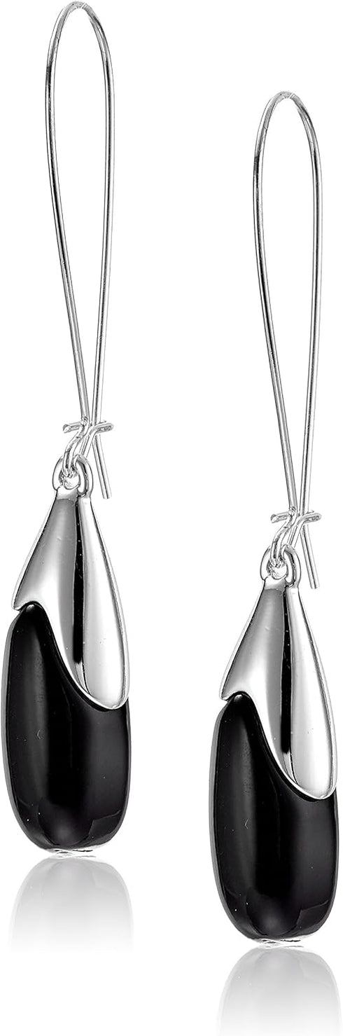 Robert Lee Morris Women's Black Bead Long Drop Earrings...