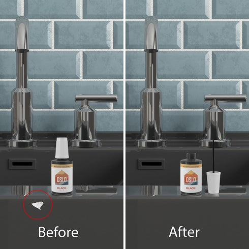 Porcelain + Appliance Touch Up Paint, Black, 20ml, High Gloss, w/Brush in Bottle, for Bathroom Fixtures, Metal, Tile...