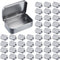 3 Pack 3.75 by 2.45 by 0.8 Inch Silver Metal Rectangular Empty Hinged Tins Box Containers with Lids Mini Portable Box Small Storage Kit, Home Orga...