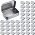 3 Pack 3.75 by 2.45 by 0.8 Inch Silver Metal Rectangular Empty Hinged Tins Box Containers with Lids Mini Portable Box Small Storage Kit, Home Orga...