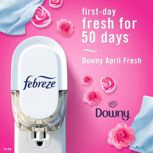 Febreze Odor-Fighting Fade Defy PLUG Air Freshener,Downy April Fresh, Mediterranean Lavender, 87 fl. oz. Oil Refills, 4 Refills (2 of Each)...