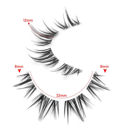 outopen 10 Pairs Manga Lashes Korean Asian Lashes Anime Eyelashes Japanese Makeup Fake Lashes Spiky False Eyelashes...