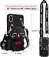 SGVAHY Wallet Case for iPhone XR with Strap Lanyard Cute Cat Black Coin Purse Funny Phone Case Kawaii Soft Silicone Shockproof Cover for Women Gir...