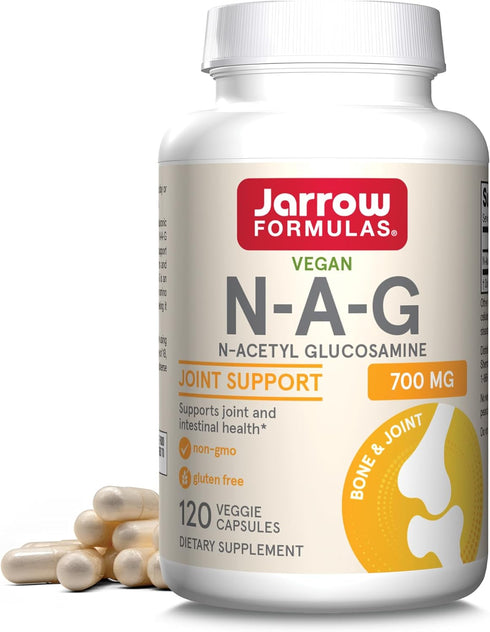 Jarrow Formulas N-A-G 700 mg, N-Acetyl Glucosamine, Acetylated Form of Glucosamine for Bone and Joint Support, 120 Veggie Capsules, Up to 120 Serv...