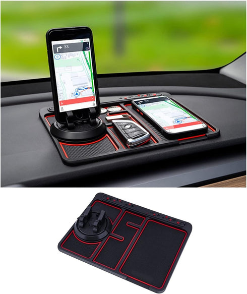 Non-slip Phone Pad for 4-in-1 Car, 2023 New Cool Glow in the Dark Car Dashboard Phone Mat with Temporary Car Parking Card Number Plate and Aromath...