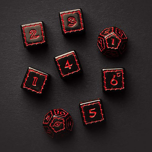 Free League Publishing: The One Ring: Black Dice Set - 8 Engraved Dice, Black with Red Numbers, Tabletop Roleplaying Game Accessory, Lord of The R...