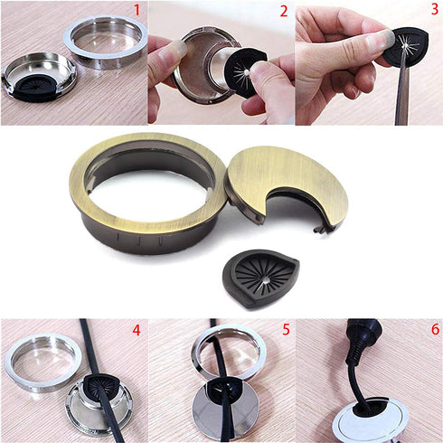 1pc 2 inch (50mm) Metal Desk Grommets for Managing and Hiding Wire Cord Cable Hole Cover Office PC Desk Cable Cord Organizer Zinc Alloy Cover Bron...